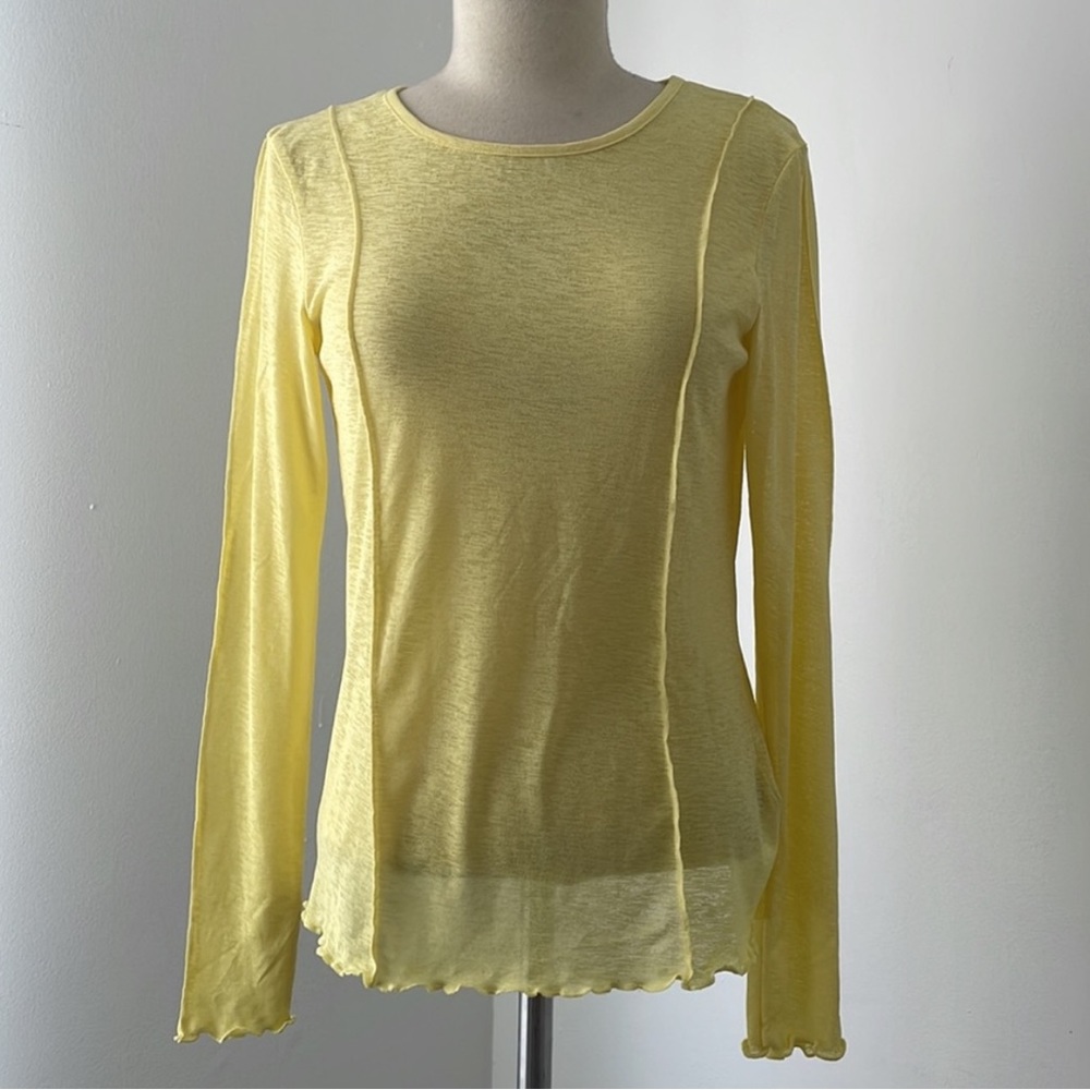 Na-Kd yellow,contrast seam jersey long sleeve tee - Picture 4 of 7
